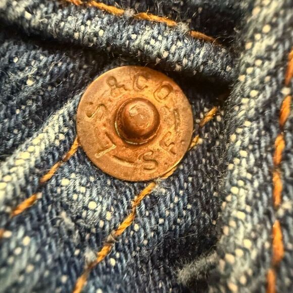 Levi’s Upcycled Cowboy Cowgirl Western Boot Applique Denim Shorts Orange Tab Siz - Picture 7 of 8